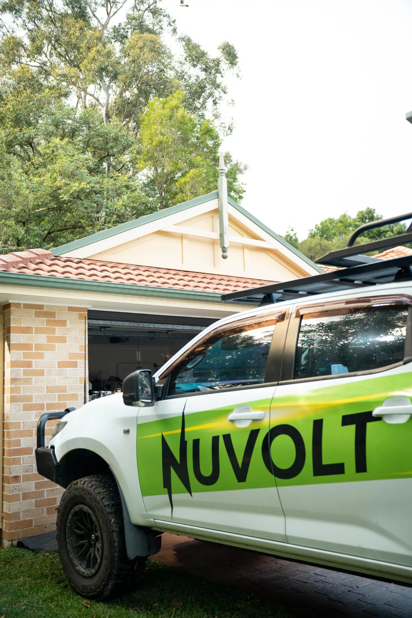 The Nuvolt ute parked in the driveway of a Sunshine Coast home